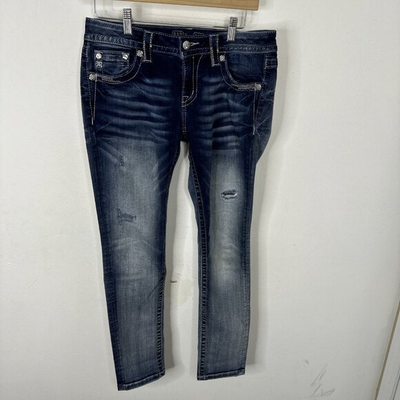 Miss Me Skinny Stretch Angel Wings Woman 28X30 Blue Jeans Denim - Picture 2 of 7